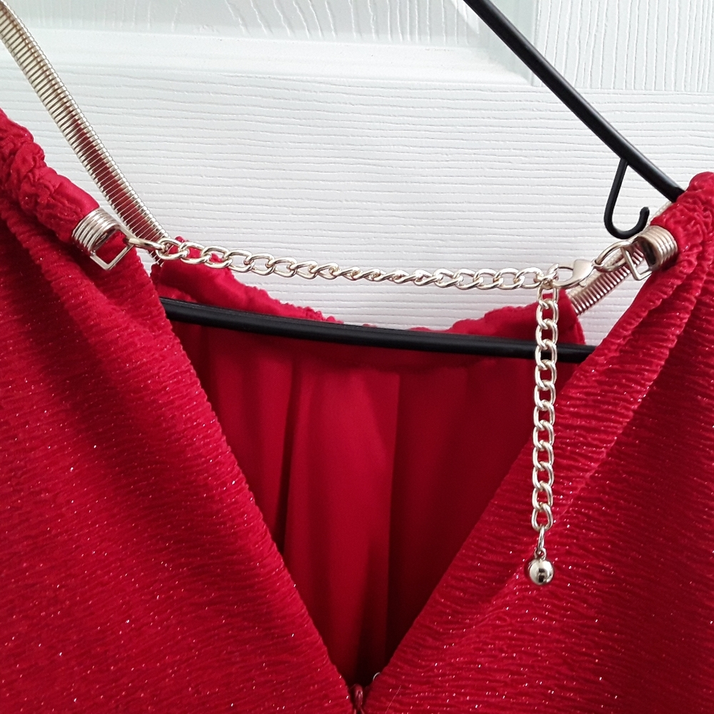 Eliza J Red Sparkle Sleeveless Party Cocktail Dress - Picture 7 of 9